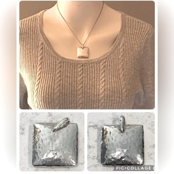 BARSE Signed VINTAGE 925 Large Square Pendant Only  EXCELLENT CONDITION! - Picture 1 of 11